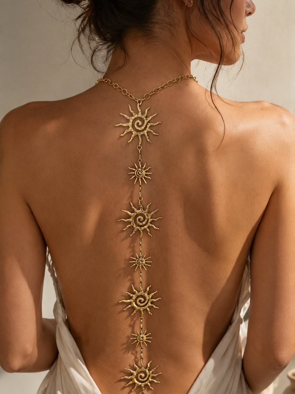 Gold Celestial Sun Body Chain Necklace - Picture 4 of 10